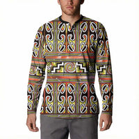 Maori Matariki Button Sweatshirt Yellow Galaxy Aesthetic Koru Art LT01 - Polynesian Pride