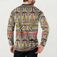 Maori Matariki Button Sweatshirt Yellow Galaxy Aesthetic Koru Art LT01 - Polynesian Pride