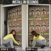 Maori Matariki Door Cover Yellow Galaxy Aesthetic Koru Art LT01 - Polynesian Pride