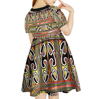 Maori Matariki Kid Short Sleeve Dress Yellow Galaxy Aesthetic Koru Art LT01 - Polynesian Pride
