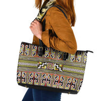Maori Matariki Leather Tote Bag Yellow Galaxy Aesthetic Koru Art LT01 Yellow - Polynesian Pride