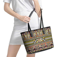Maori Matariki Leather Tote Bag Yellow Galaxy Aesthetic Koru Art LT01 - Polynesian Pride