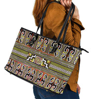 Maori Matariki Leather Tote Bag Yellow Galaxy Aesthetic Koru Art LT01 - Polynesian Pride
