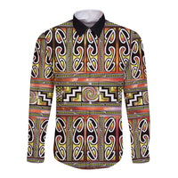 Maori Matariki Long Sleeve Button Shirt Yellow Galaxy Aesthetic Koru Art LT01 Unisex Yellow - Polynesian Pride