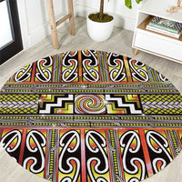 Maori Matariki Round Carpet Yellow Galaxy Aesthetic Koru Art LT01 Yellow - Polynesian Pride