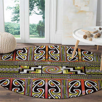 Maori Matariki Round Carpet Yellow Galaxy Aesthetic Koru Art LT01 - Polynesian Pride