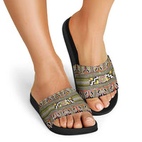 Maori Matariki Slide Sandals Yellow Galaxy Aesthetic Koru Art LT01 - Polynesian Pride