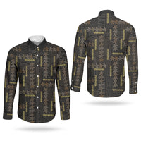 Hawaii Brown Plumeria Lei Black Couples Matching Off The Shoulder Long Sleeve Dress and Long Sleeve Button Shirt Frangipani Floral Heritage Art LT01 - Polynesian Pride