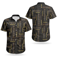 Hawaii Brown Plumeria Lei Black Couples Matching Tank Maxi Dress and Hawaiian Shirt Frangipani Floral Heritage Art LT01 - Polynesian Pride