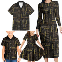 Hawaii Brown Plumeria Lei Black Family Matching Long Sleeve Bodycon Dress and Hawaiian Shirt Frangipani Floral Heritage Art LT01 - Polynesian Pride