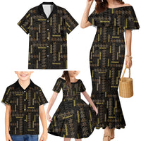 Hawaii Brown Plumeria Lei Black Family Matching Mermaid Dress and Hawaiian Shirt Frangipani Floral Heritage Art LT01 - Polynesian Pride