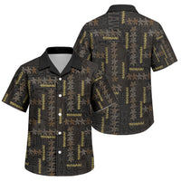Hawaii Brown Plumeria Lei Black Family Matching Off The Shoulder Long Sleeve Dress and Hawaiian Shirt Frangipani Floral Heritage Art LT01 Son's Shirt Black - Polynesian Pride