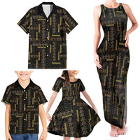 Hawaii Brown Plumeria Lei Black Family Matching Tank Maxi Dress and Hawaiian Shirt Frangipani Floral Heritage Art LT01 - Polynesian Pride