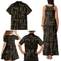 Hawaii Brown Plumeria Lei Black Family Matching Tank Maxi Dress and Hawaiian Shirt Frangipani Floral Heritage Art LT01 Mom's Dress Black - Polynesian Pride