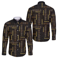 Hawaii Brown Plumeria Lei Black Family Matching Tank Maxi Dress and Hawaiian Shirt Frangipani Floral Heritage Art LT01 Dad's Shirt - Long Sleeve Black - Polynesian Pride