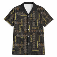 Hawaii Brown Plumeria Lei Black Hawaiian Shirt Frangipani Floral Heritage Art LT01 Black - Polynesian Pride