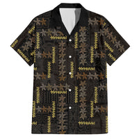 Hawaii Brown Plumeria Lei Black Hawaiian Shirt Frangipani Floral Heritage Art