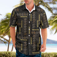 Hawaii Brown Plumeria Lei Black Hawaiian Shirt Frangipani Floral Heritage Art LT01 - Polynesian Pride