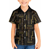 Hawaii Brown Plumeria Lei Black Hawaiian Shirt Frangipani Floral Heritage Art LT01 - Polynesian Pride