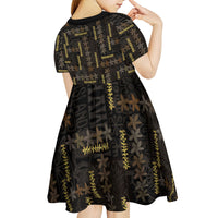 Hawaii Brown Plumeria Lei Black Kid Short Sleeve Dress Frangipani Floral Heritage Art LT01 - Polynesian Pride