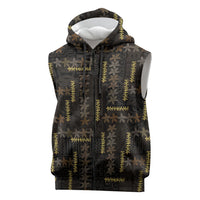 Hawaii Brown Plumeria Lei Black Sleeveless Zip Hoodie Frangipani Floral Heritage Art