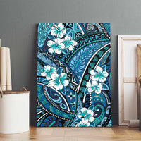Polynesian Hibiscus Tropical Blue Floral Canvas Wall Art Tribal Pattern LT01 - Polynesian Pride