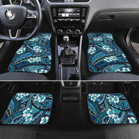 Polynesian Hibiscus Tropical Blue Floral Car Mats Tribal Pattern LT01 Set 4pcs Blue - Polynesian Pride
