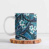 Polynesian Hibiscus Tropical Blue Floral Ceramic Mug Tribal Pattern LT01 Blue - Polynesian Pride