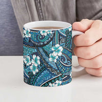 Polynesian Hibiscus Tropical Blue Floral Ceramic Mug Tribal Pattern LT01 - Polynesian Pride