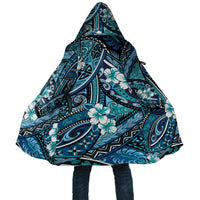 Polynesian Hibiscus Tropical Blue Floral Cloak Tribal Pattern - Polynesian Pride