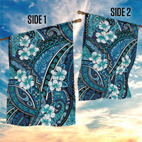 Polynesian Hibiscus Tropical Blue Floral Garden Flag Tribal Pattern - Polynesian Pride