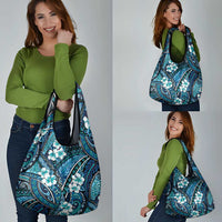 Polynesian Hibiscus Tropical Blue Floral Grocery Bag Tribal Pattern LT01 - Polynesian Pride