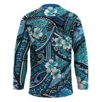 Polynesian Hibiscus Tropical Blue Floral Hockey Jersey Tribal Pattern LT01 - Polynesian Pride