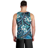 Polynesian Hibiscus Tropical Blue Floral Men Tank Top Tribal Pattern LT01 - Polynesian Pride