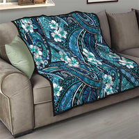 Polynesian Hibiscus Tropical Blue Floral Quilt Tribal Pattern - Polynesian Pride