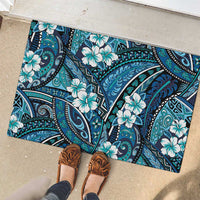 Polynesian Hibiscus Tropical Blue Floral Rubber Doormat Tribal Pattern LT01 - Polynesian Pride