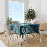 Polynesian Hibiscus Tropical Blue Floral Tablecloth Tribal Pattern LT01 - Polynesian Pride