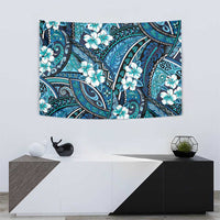 Polynesian Hibiscus Tropical Blue Floral Tapestry Tribal Pattern - Polynesian Pride