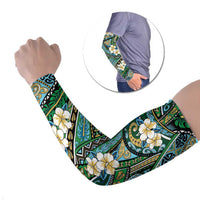 Polynesian Hibiscus Tropical Green Floral Arm Sleeves Tribal Pattern - Polynesian Pride