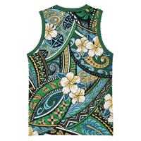 Polynesian Hibiscus Tropical Green Floral Basketball Jersey Tribal Pattern LT01 - Polynesian Pride