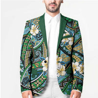 Polynesian Hibiscus Tropical Green Floral Blazer Tribal Pattern - Polynesian Pride