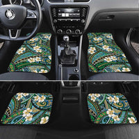 Polynesian Hibiscus Tropical Green Floral Car Mats Tribal Pattern LT01 Set 4pcs Green - Polynesian Pride