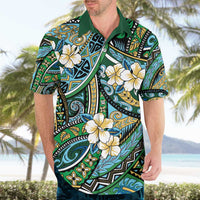 Polynesian Hibiscus Tropical Green Floral Hawaiian Shirt Tribal Pattern - Polynesian Pride
