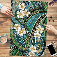 Polynesian Hibiscus Tropical Green Floral Puzzle Tribal Pattern LT01 Green - Polynesian Pride