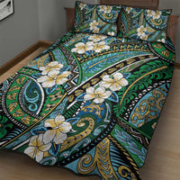 Polynesian Hibiscus Tropical Green Floral Quilt Bed Set Tribal Pattern - Polynesian Pride