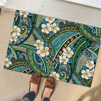 Polynesian Hibiscus Tropical Green Floral Rubber Doormat Tribal Pattern LT01 - Polynesian Pride