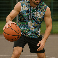 Polynesian Hibiscus Tropical Green Floral Sleeveless Hoodie Tribal Pattern LT01 - Polynesian Pride