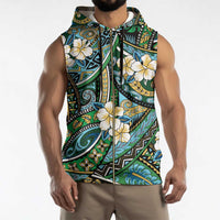 Polynesian Hibiscus Tropical Green Floral Sleeveless Zip Hoodie Tribal Pattern LT01 - Polynesian Pride