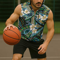 Polynesian Hibiscus Tropical Green Floral Sleeveless Zip Hoodie Tribal Pattern LT01 - Polynesian Pride