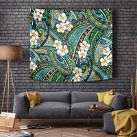 Polynesian Hibiscus Tropical Green Floral Tapestry Tribal Pattern - Polynesian Pride